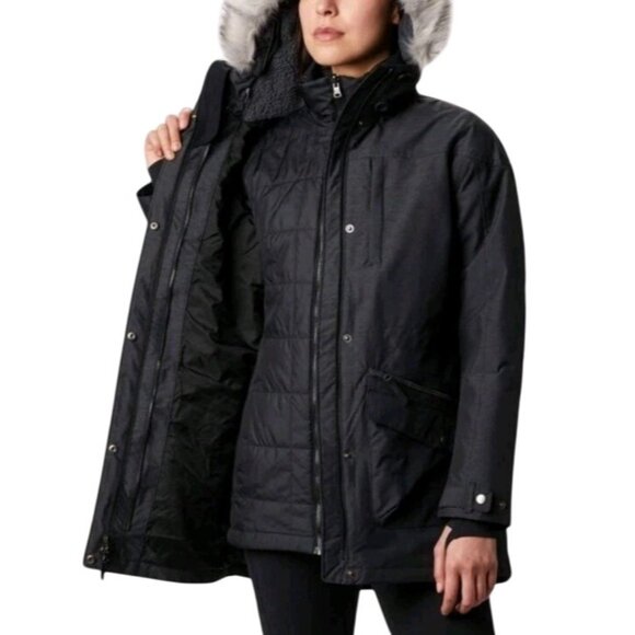 Columbia Women 2X Carson Pass Interchange Mid Parka 3in1 Jacket Fur Hooded $250 - Picture 1 of 16